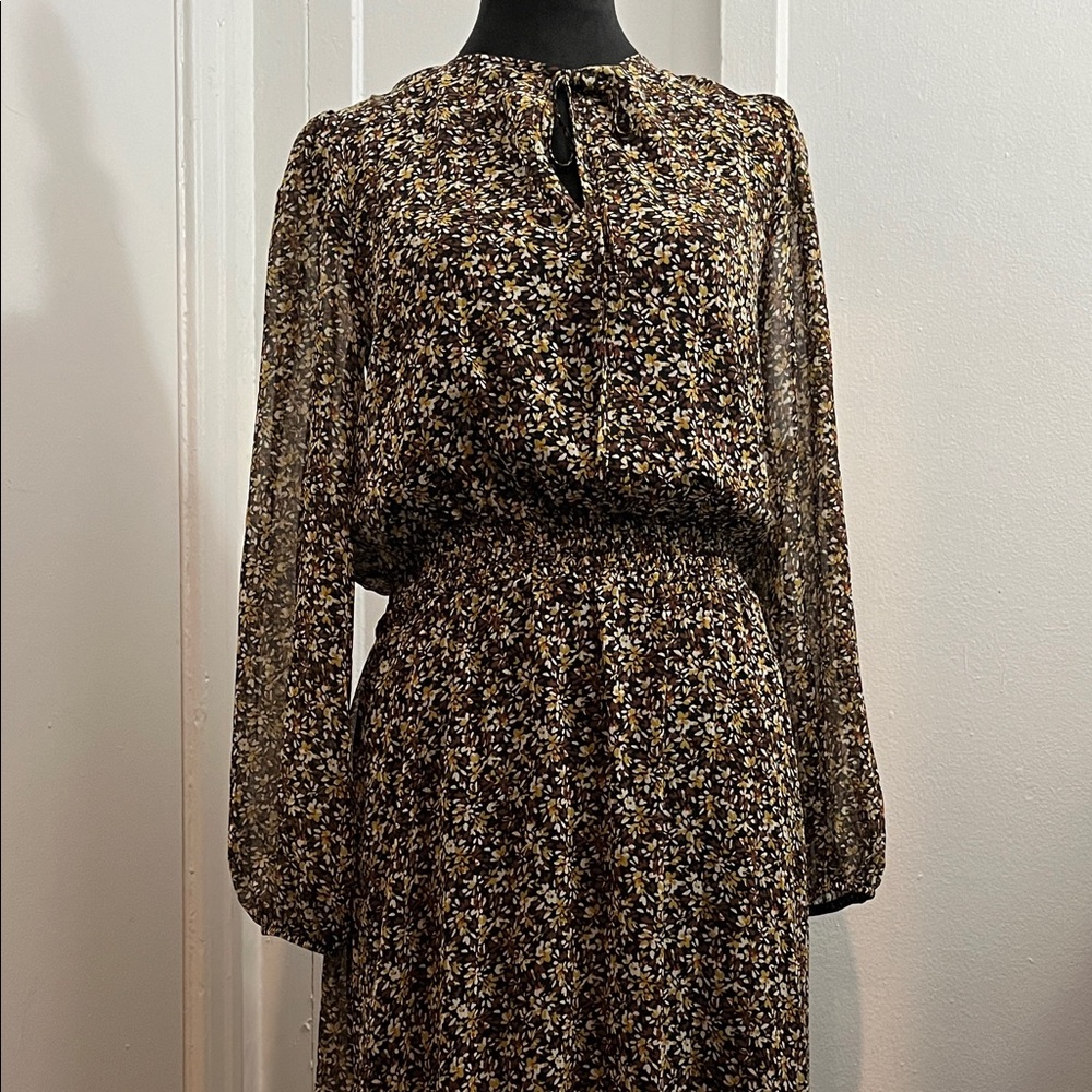 Banana Republic PETITE TIE-NECK MIDI DRESS